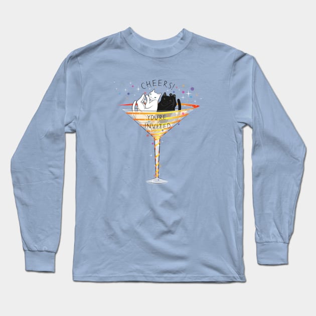 Cheers! Welcome to Martini Cats Party Long Sleeve T-Shirt by runcatrun